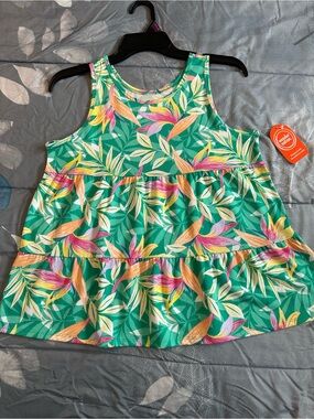 NWTS wonder nation Girls Tropical Tiered Tank Top w/Pink & Yellow Floral Sz XXL